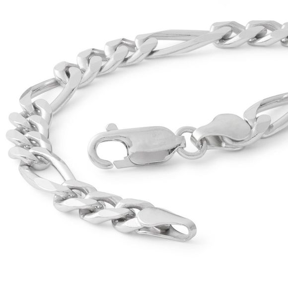 NWT!! 180 Gauge Sterling Silver Figaro Chain Bracelet 8” Made in Italy - Picture 2 of 4
